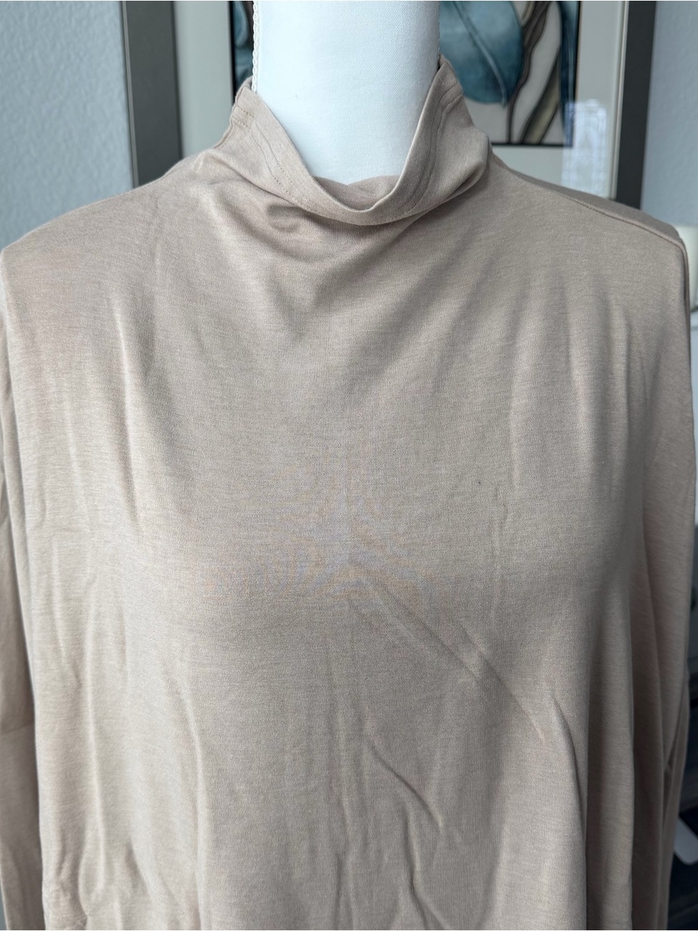 Light Taupe Mock Neck Top